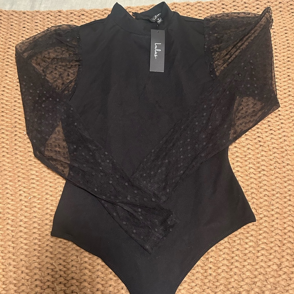 Brand New Lulu's Black Long Sleeve Bodysuit